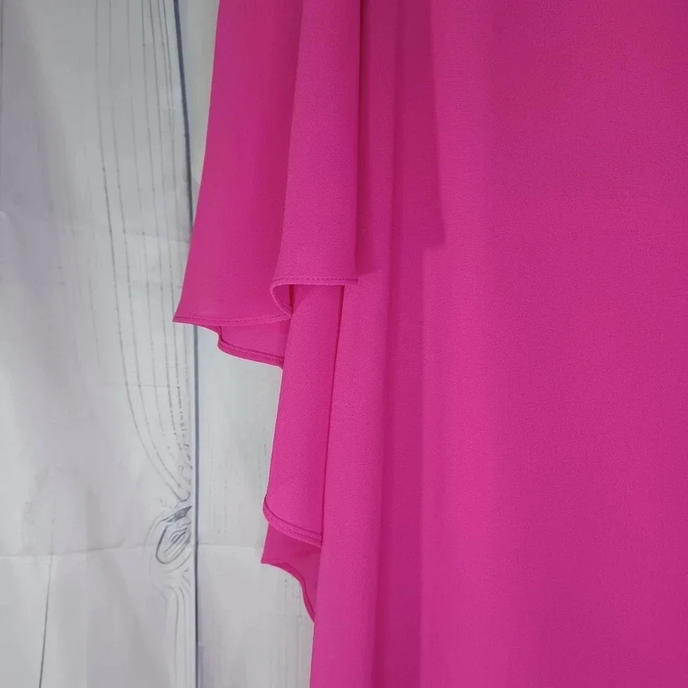 Vince Camuto Hot Pink layered drape chiffon boho flowy Flounce dress size 8 - Picture 5 of 15